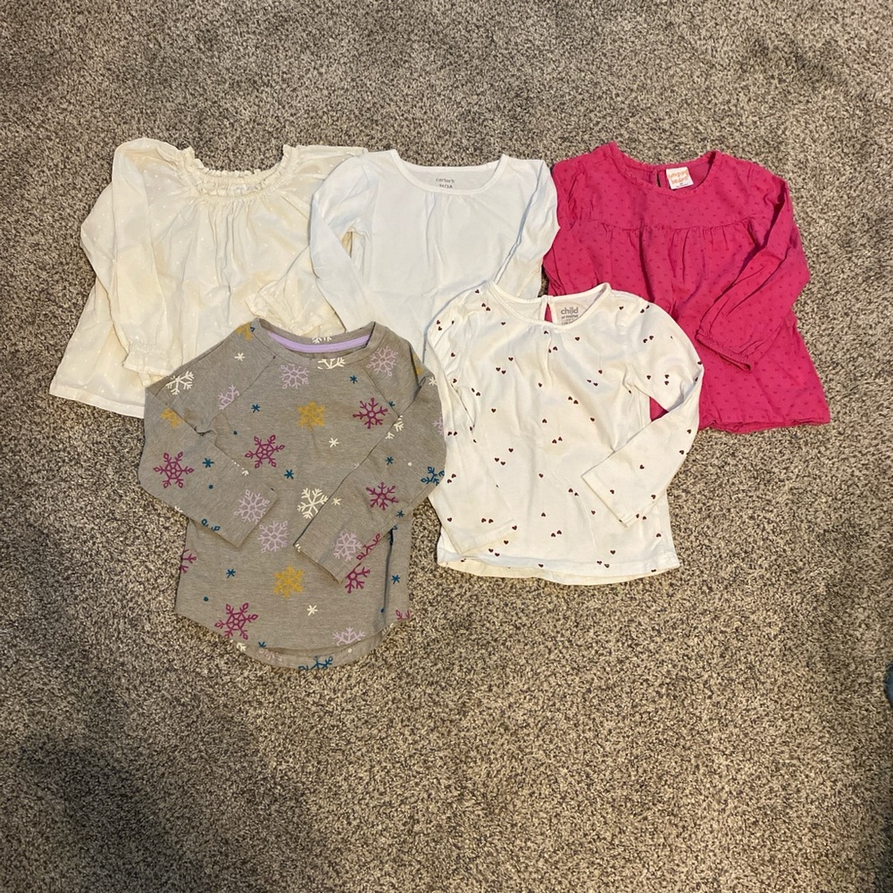 Kids Long Sleeve Shirt Set - White, Pink, Gray